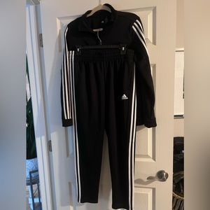 Adidas Black 3-stripe original track suit. 2-piece set - women’s Large